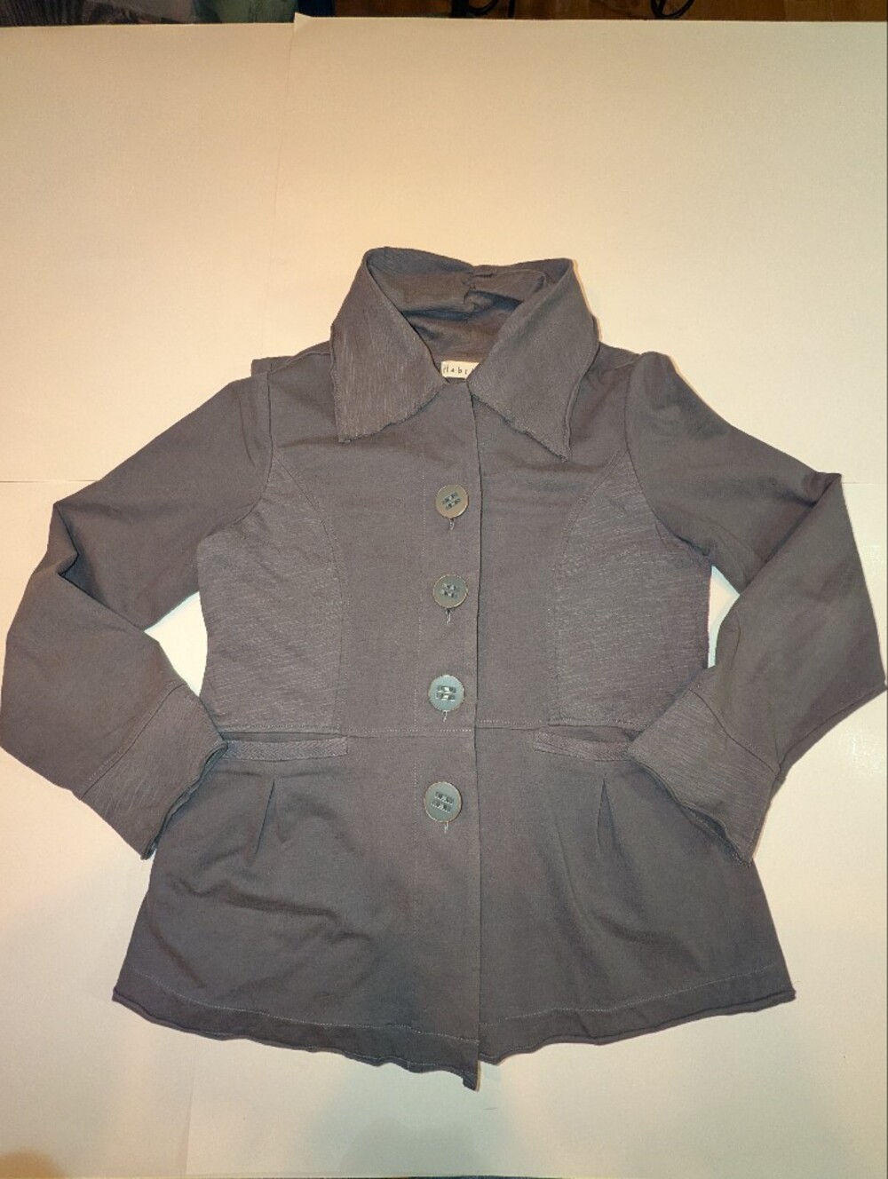 Habitat Gray Cotton Blend Knit Peplum Jacket, Size Small
